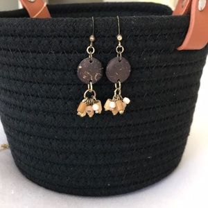 Wooden charm earrings